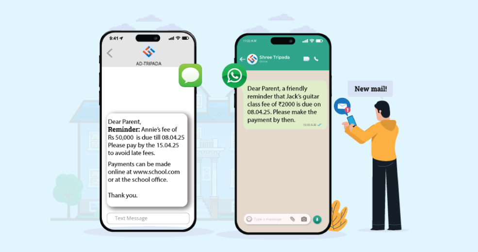 Fees Due Message Samples for SMS Email and WhatsApp