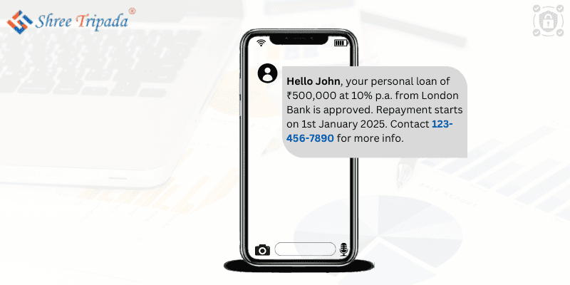 Finance Services informing customer for Bank Loan via SMS