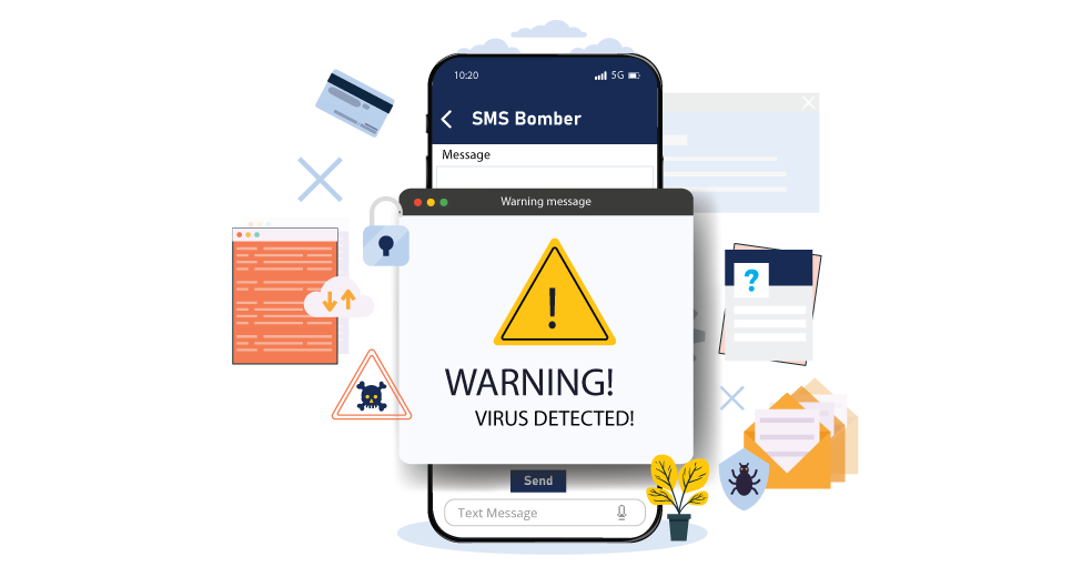 Avoid SMS bomber tools warning graphic