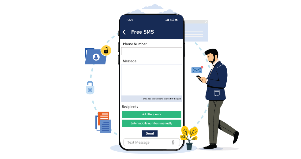 Person realizing risks of free SMS tools