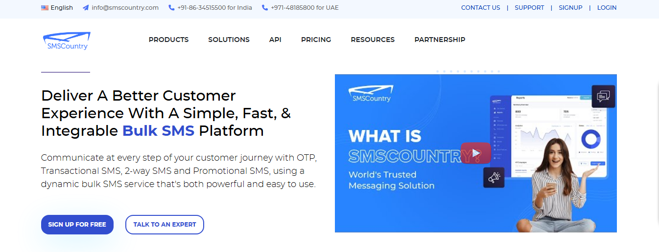 SMS Country - Mass SMS Provider Homepage